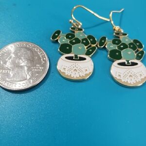 Whimsical Chic Gold and Green Earrings